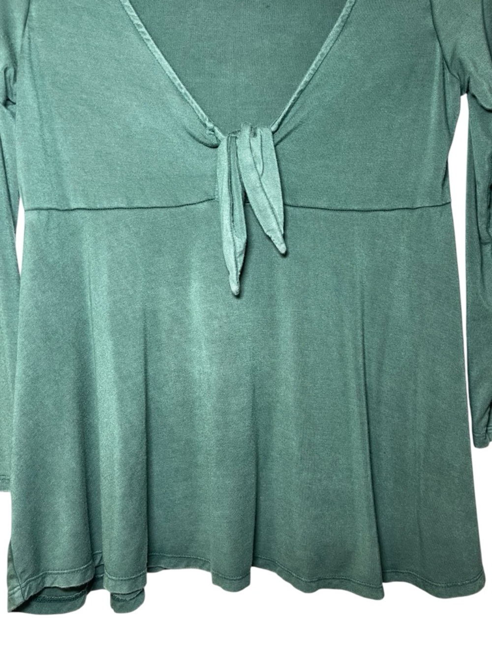American Eagle Olive Green Soft & Sexy Tie-Front Long Sleeve Top Size Small - Picture 4 of 11